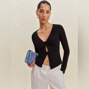 Reformation Silas Knit Top (black, small)